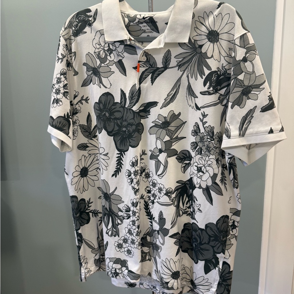 Nike Dri Fit Polo - Floral Design - XL